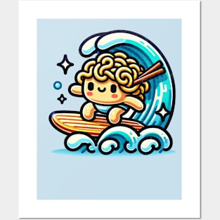 Kawaii Ramen Noodle Surfing Posters and Art